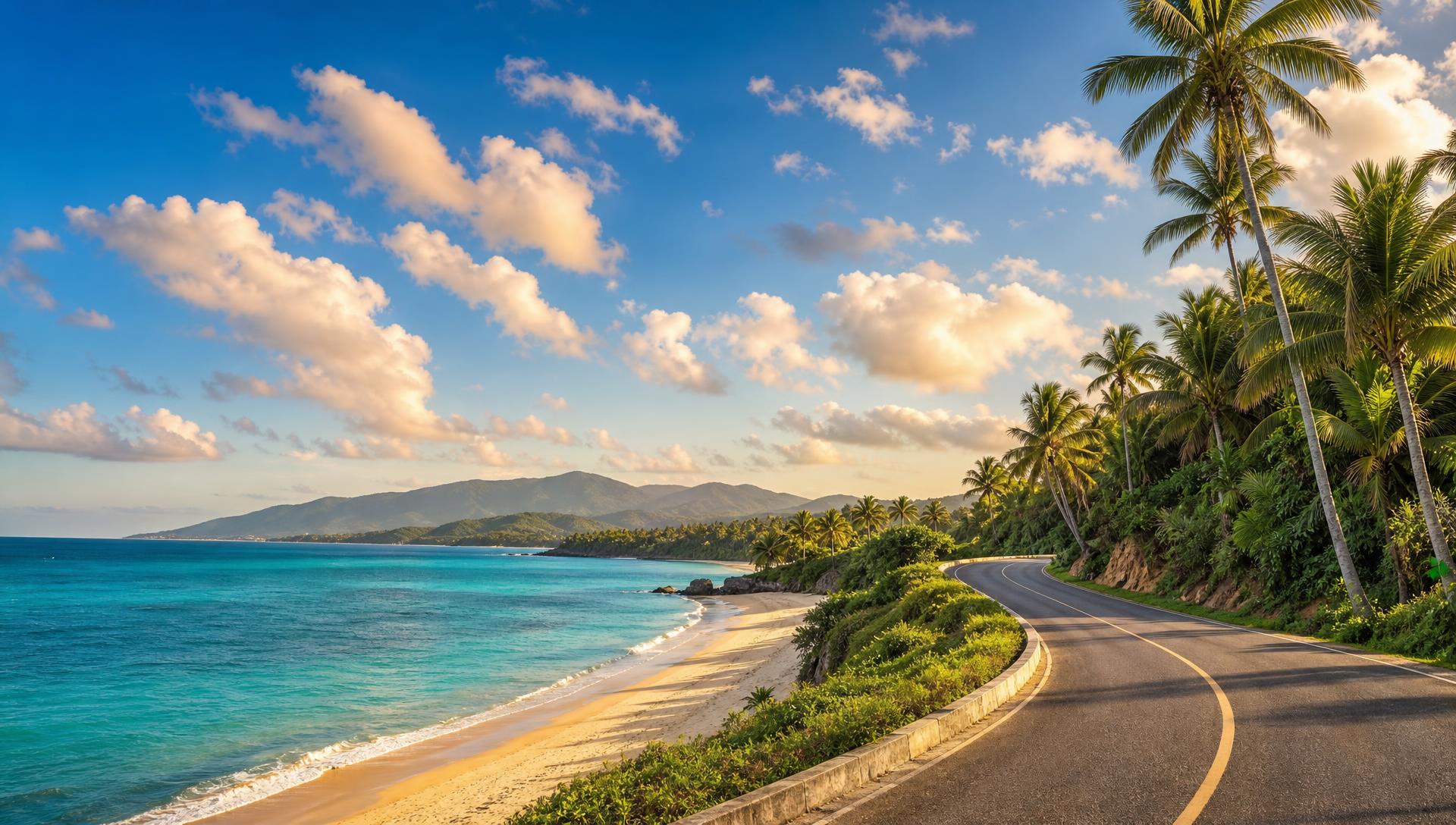 Carretera costera tropical de República Dominicana